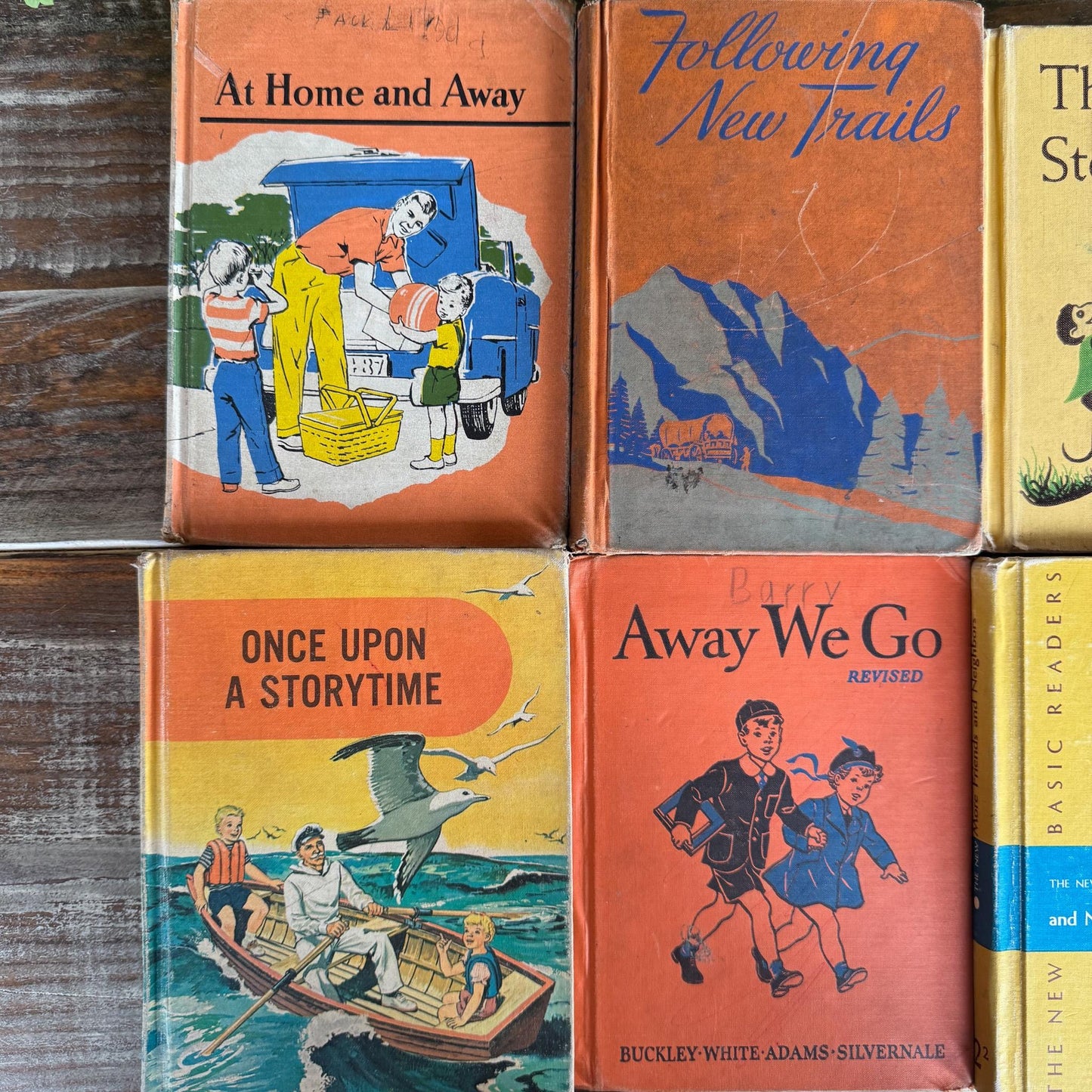 Vintage Orange and Yellow Elementary School Mid Century School Books - Pretty Old Books