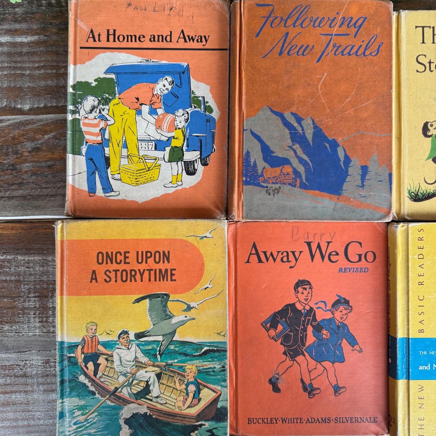 Vintage Orange and Yellow Elementary School Mid Century School Books - Pretty Old Books