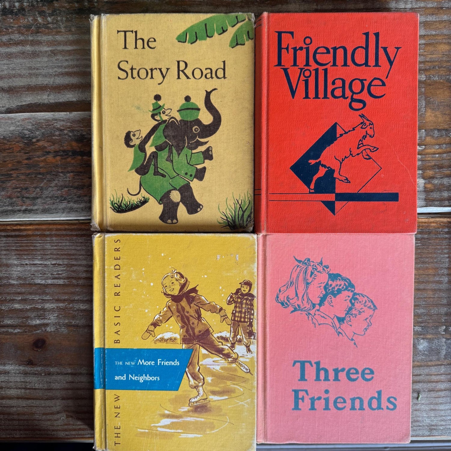 Vintage Orange and Yellow Elementary School Mid Century School Books - Pretty Old Books