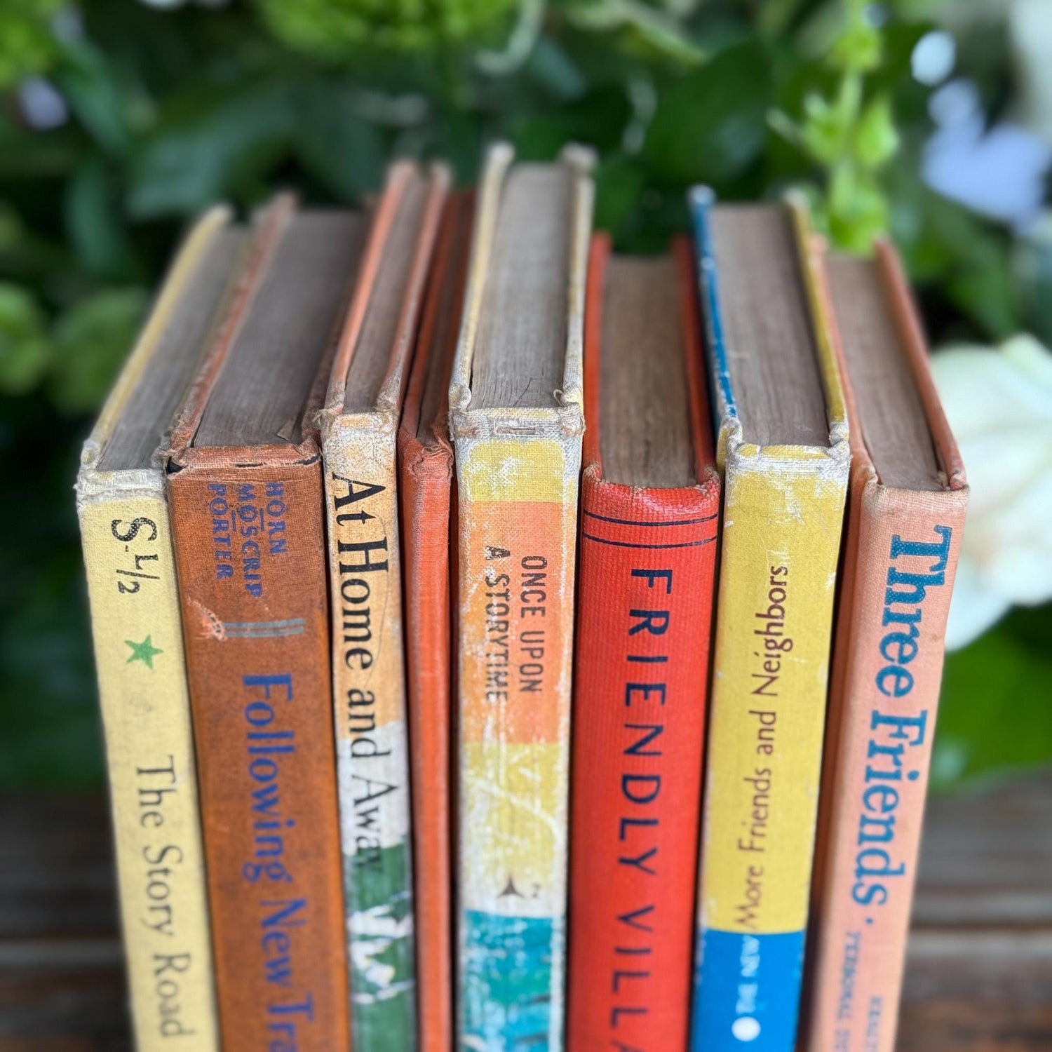 Vintage Orange and Yellow Elementary School Mid Century School Books - Pretty Old Books