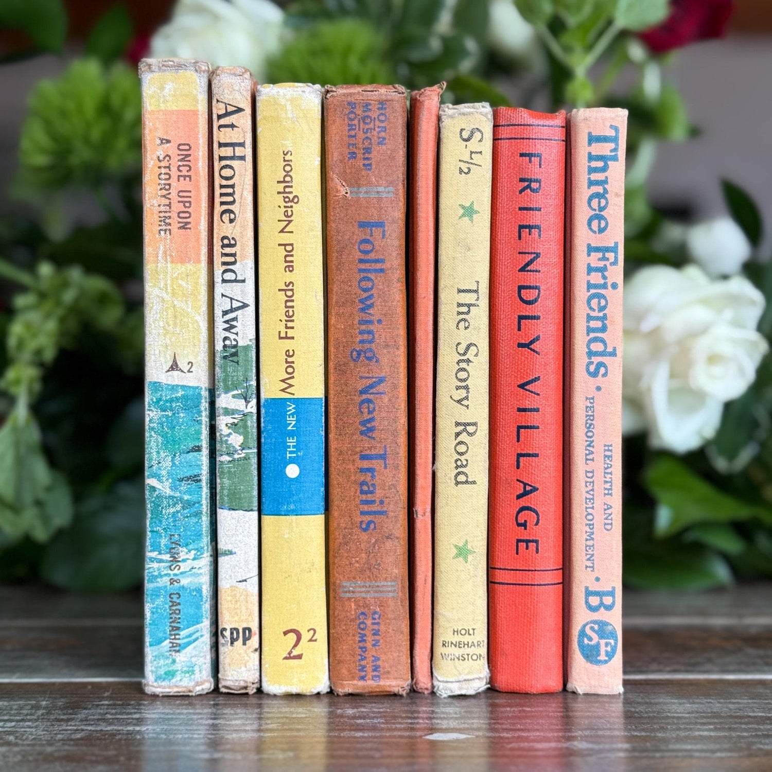 Vintage Orange and Yellow Elementary School Mid Century School Books - Pretty Old Books