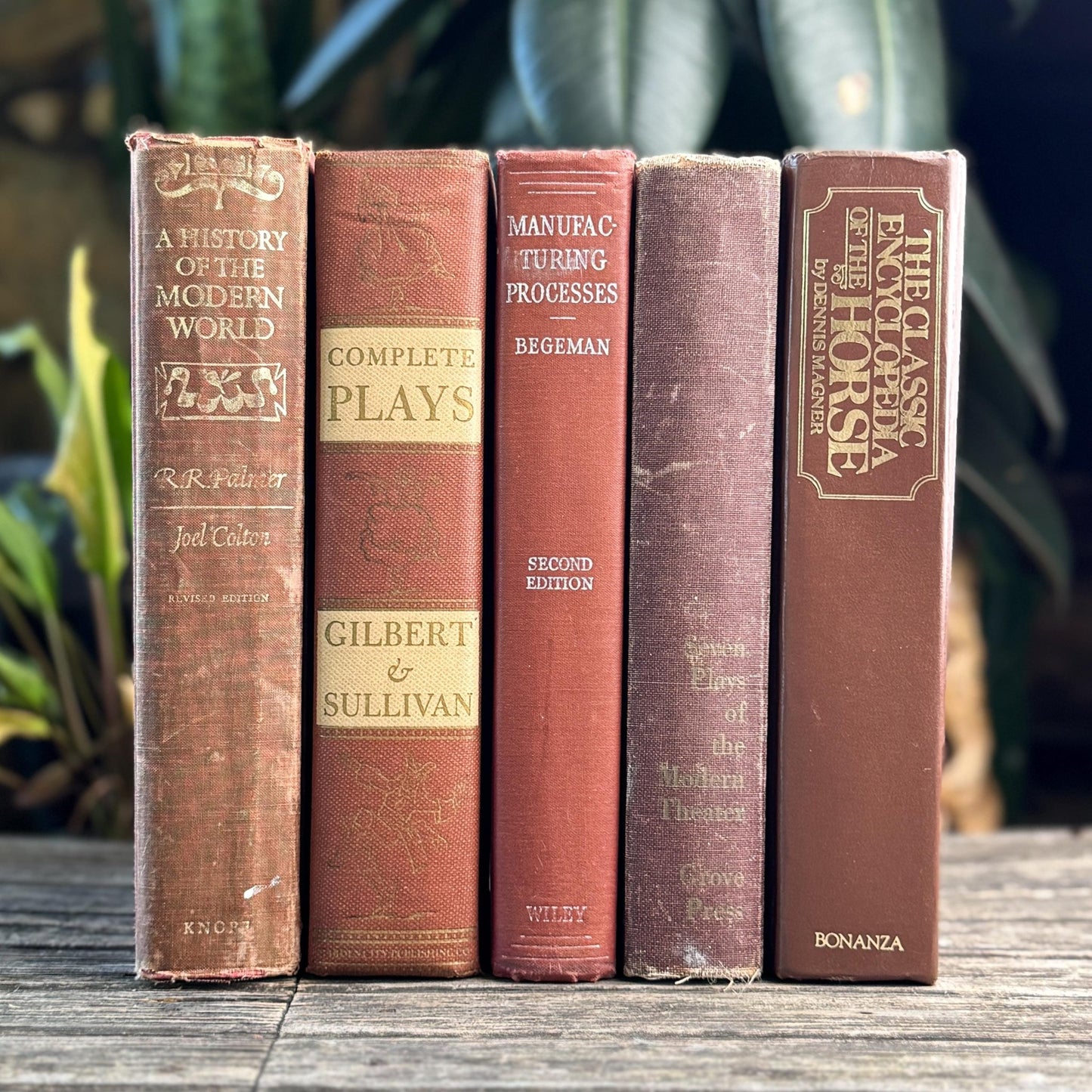 Vintage Oversized Book Bundle in Rich Brown, Rust & Terra Cotta - Pretty Old Books
