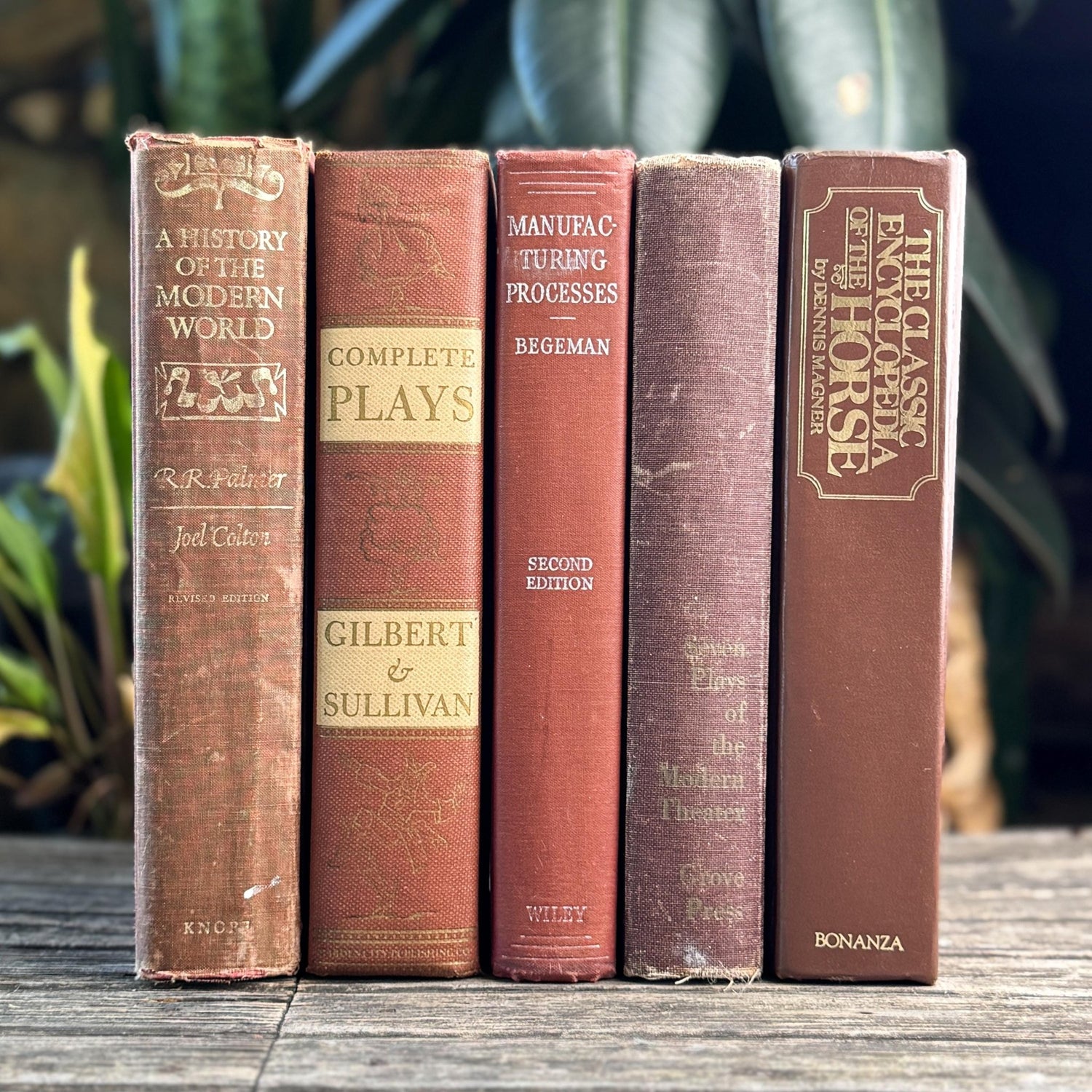 Vintage Oversized Book Bundle in Rich Brown, Rust & Terra Cotta - Pretty Old Books