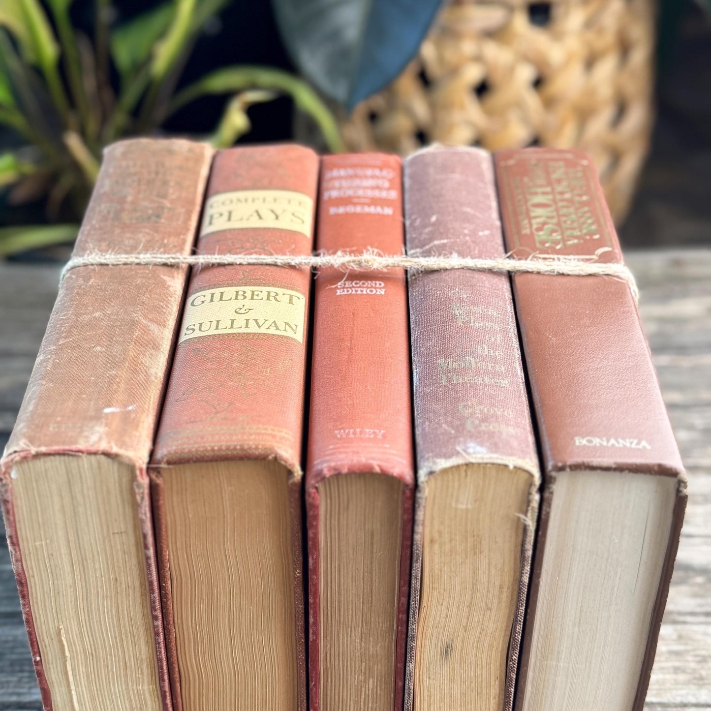 Vintage Oversized Book Bundle in Rich Brown, Rust & Terra Cotta - Pretty Old Books
