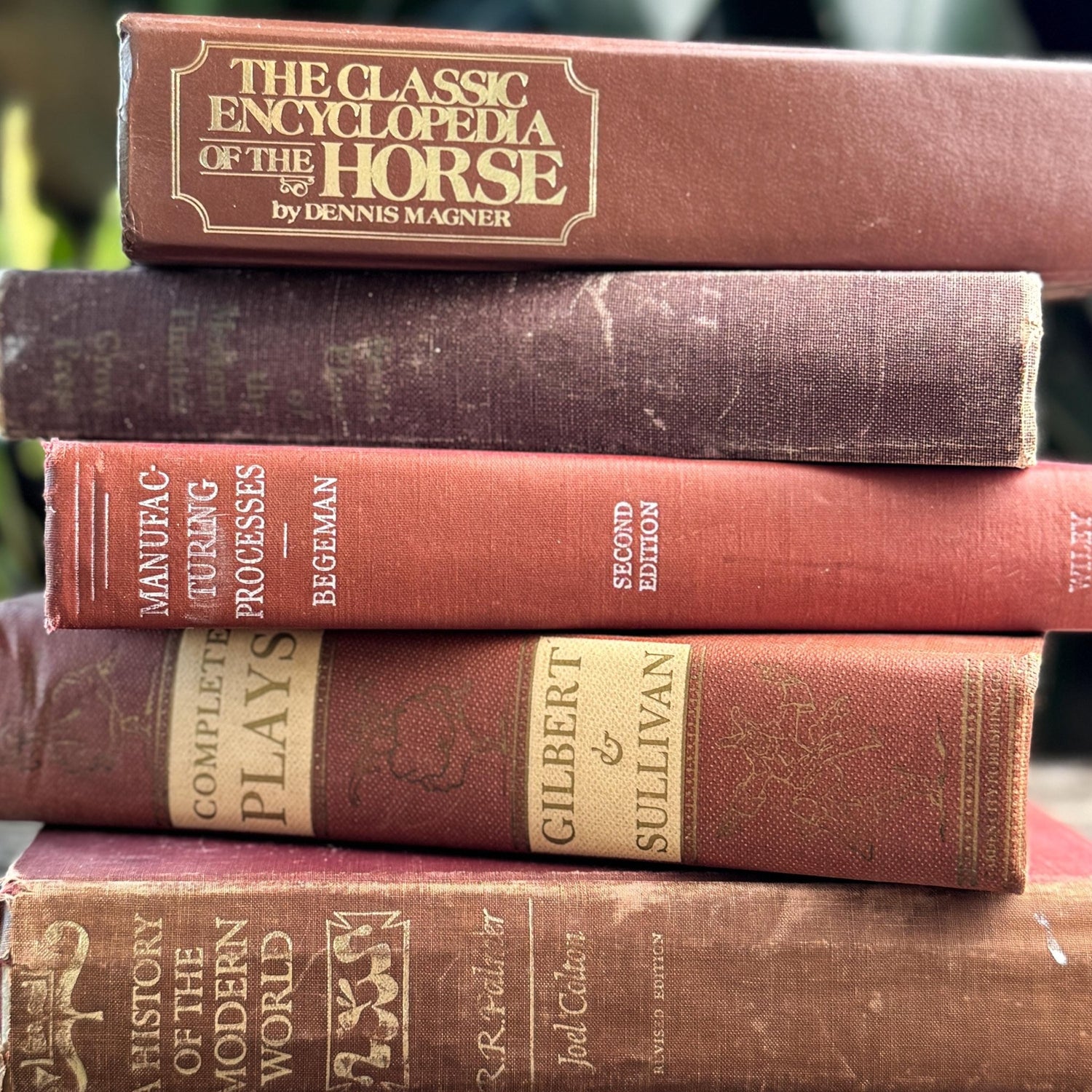 Vintage Oversized Book Bundle in Rich Brown, Rust & Terra Cotta - Pretty Old Books