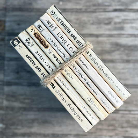 Vintage Paperback Shakespeare Books in Cream, White and Black - Pretty Old Books