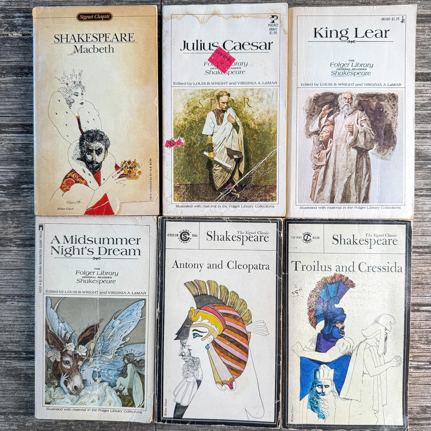 Vintage Paperback Shakespeare Books in Cream, White and Black - Pretty Old Books