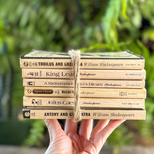 Vintage Paperback Shakespeare Books in Cream, White and Black - Pretty Old Books