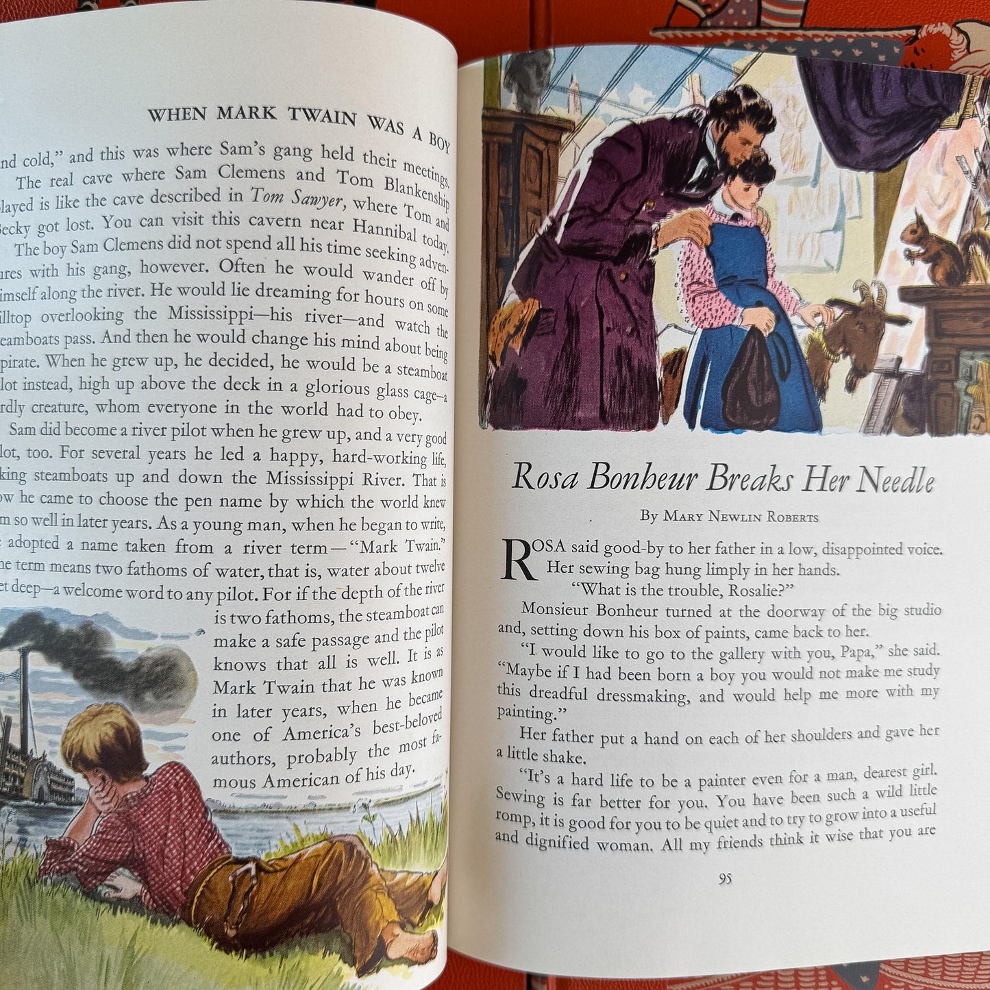 Vintage Partial 1949 Childcraft Orange and Black Mid Century Children's Reference Set - Pretty Old Books