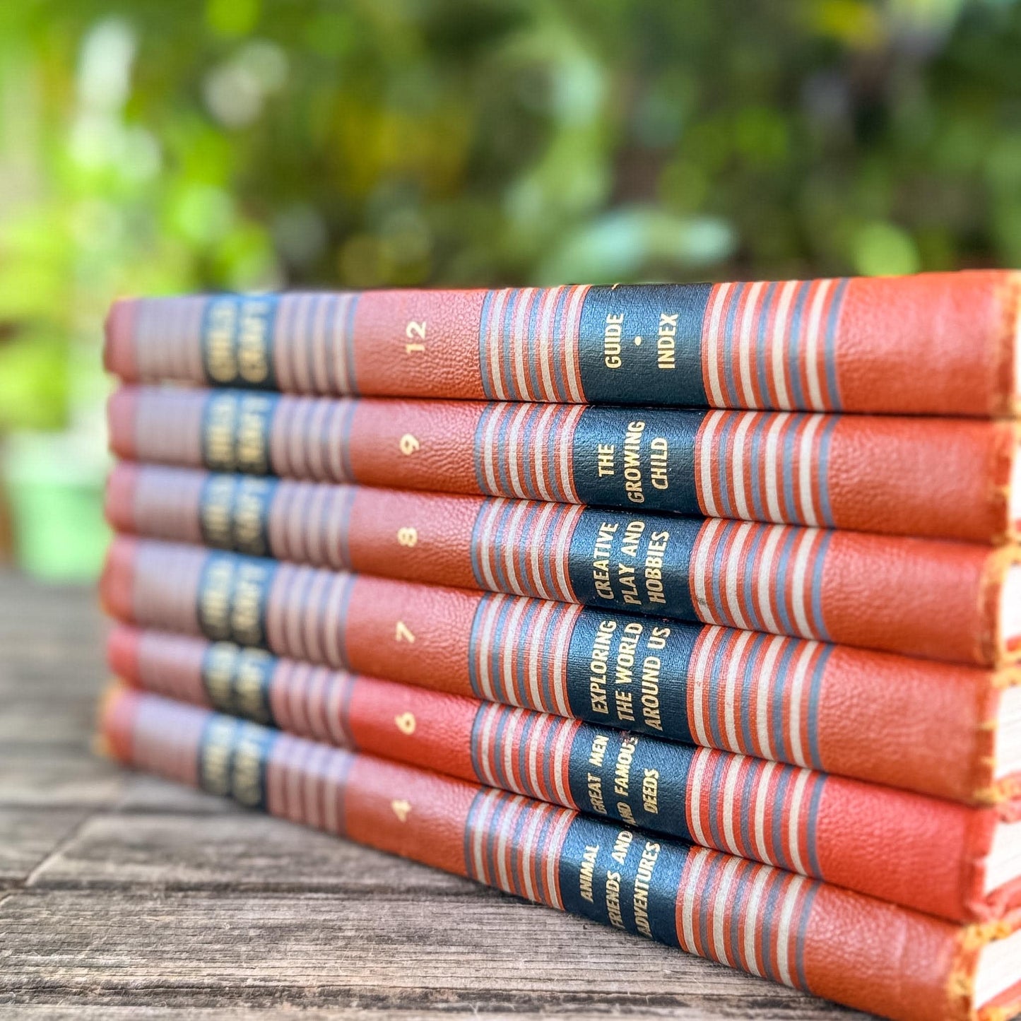 Vintage Partial 1949 Childcraft Orange and Black Mid Century Children's Reference Set - Pretty Old Books