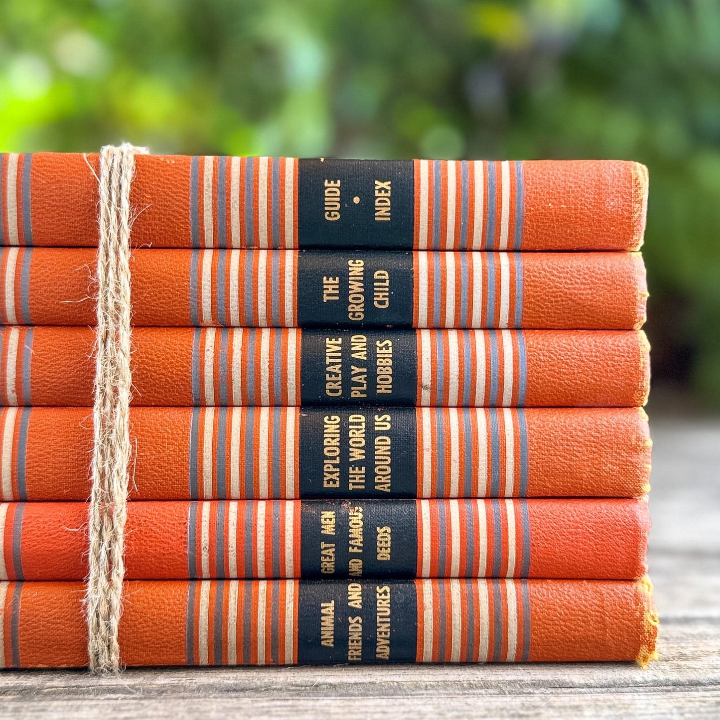 Vintage Partial 1949 Childcraft Orange and Black Mid Century Children's Reference Set - Pretty Old Books