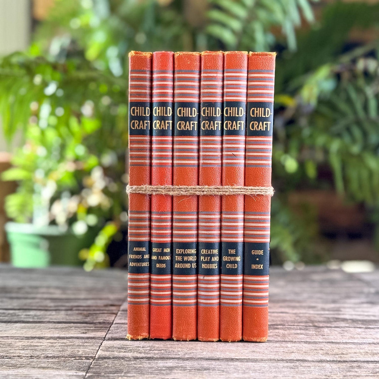 Vintage Partial 1949 Childcraft Orange and Black Mid Century Children's Reference Set - Pretty Old Books