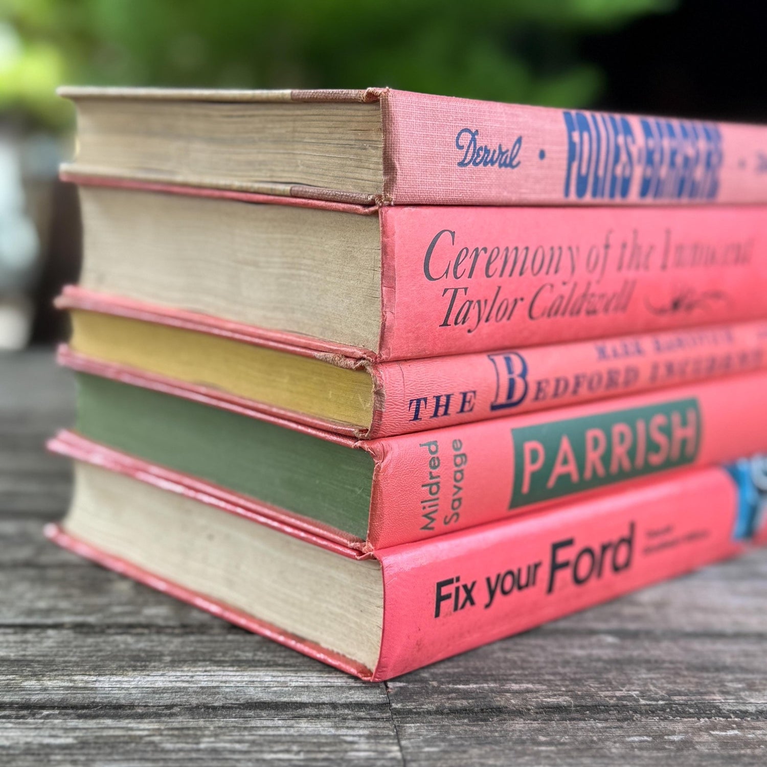 Vintage Pink Books for Shelf Styling - Pretty Old Books