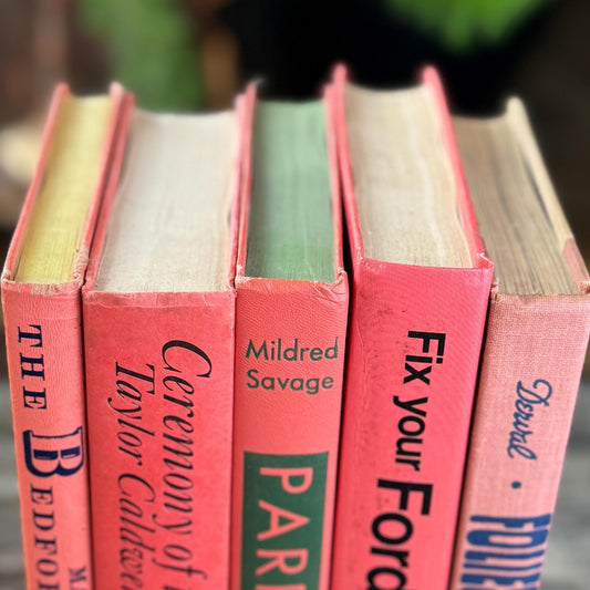 Vintage Pink Books for Shelf Styling - Pretty Old Books