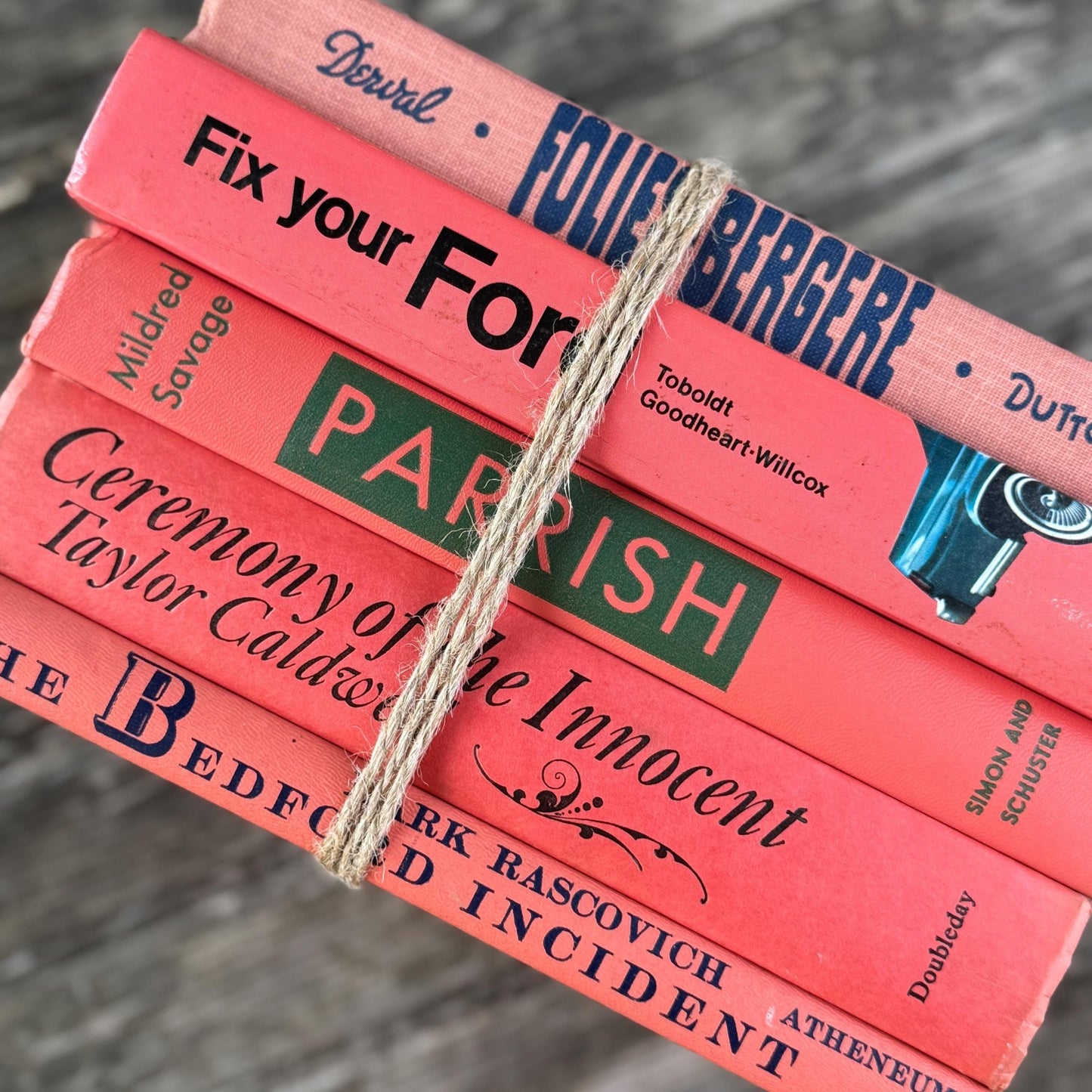 Vintage Pink Books for Shelf Styling - Pretty Old Books