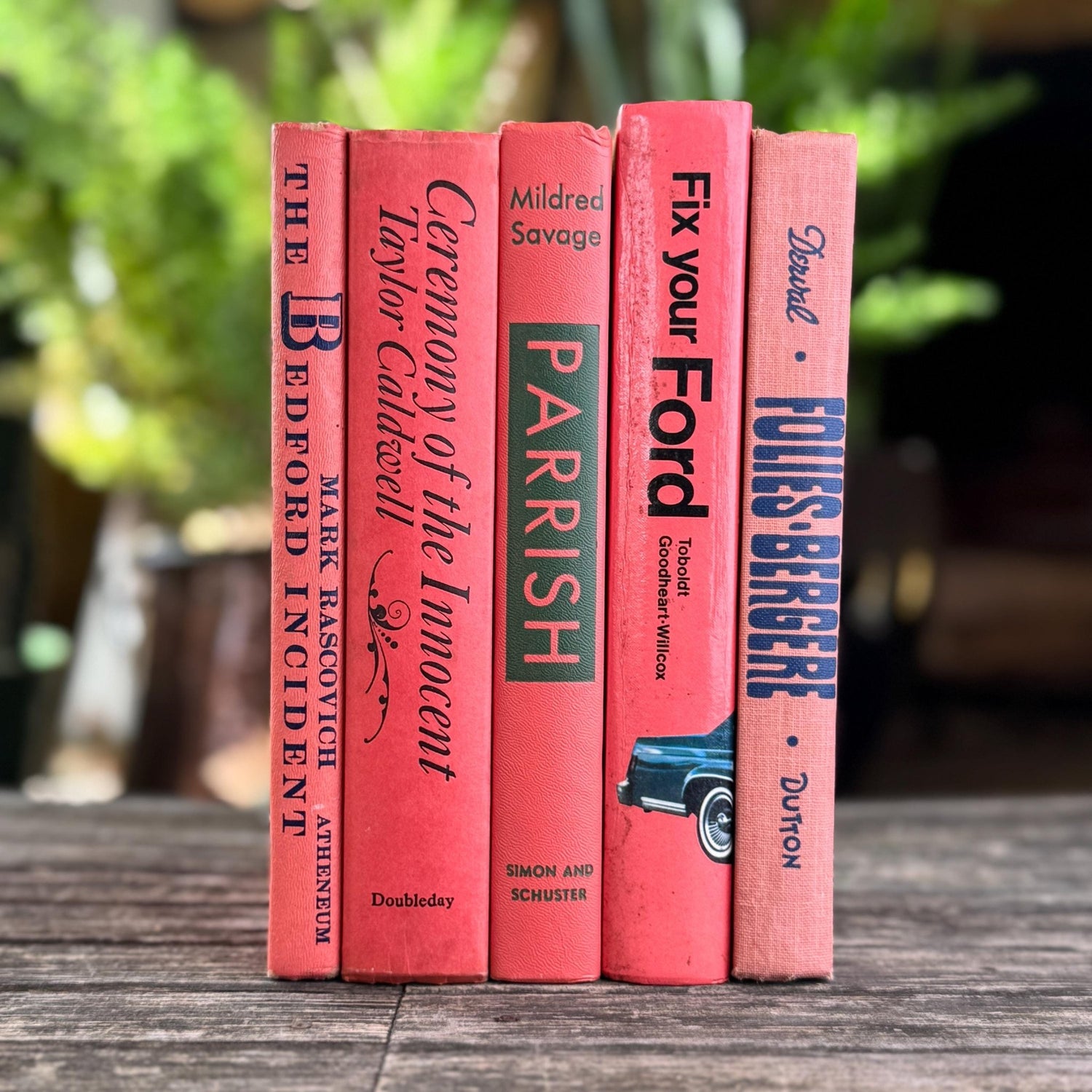 Vintage Pink Books for Shelf Styling - Pretty Old Books