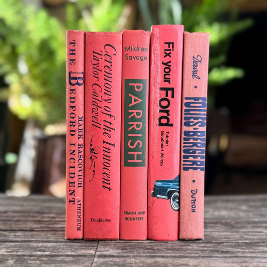 Vintage Pink Books for Shelf Styling - Pretty Old Books