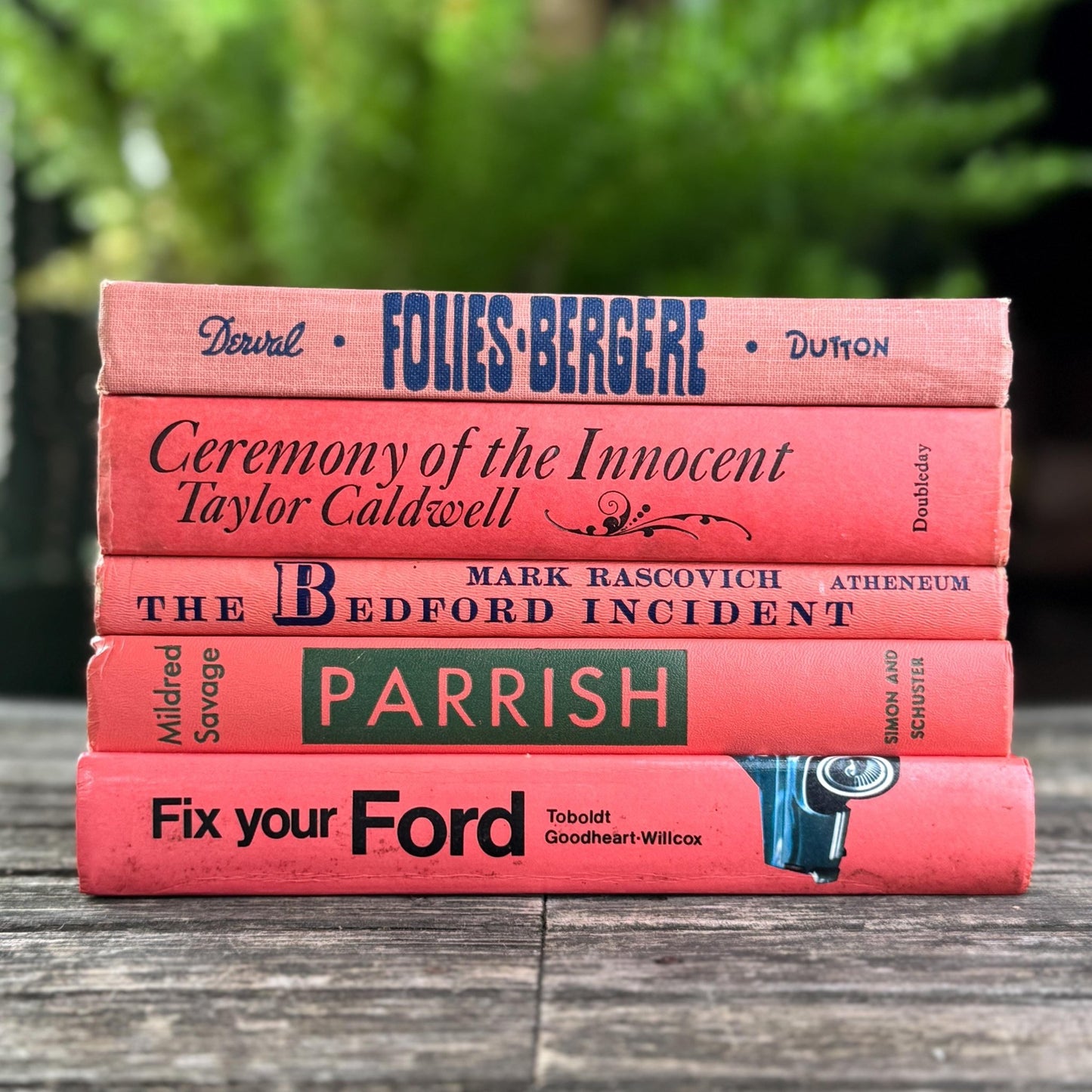 Vintage Pink Books for Shelf Styling - Pretty Old Books
