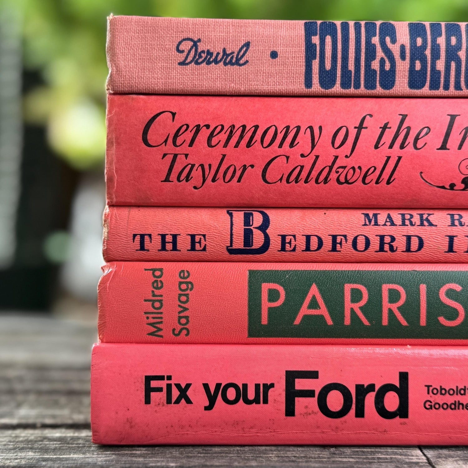 Vintage Pink Books for Shelf Styling - Pretty Old Books