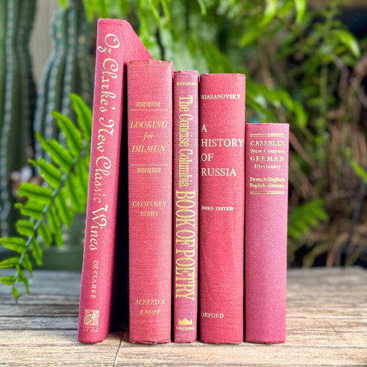 Vintage Purple and Wine Red Decorative Coffee Table Book Set - Pretty Old Books