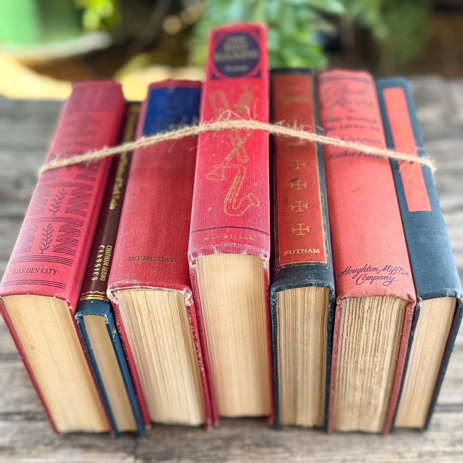 Vintage Red and Blue Book Bundle For Decor, Masculine Mid-Century Americana Decor - Pretty Old Books