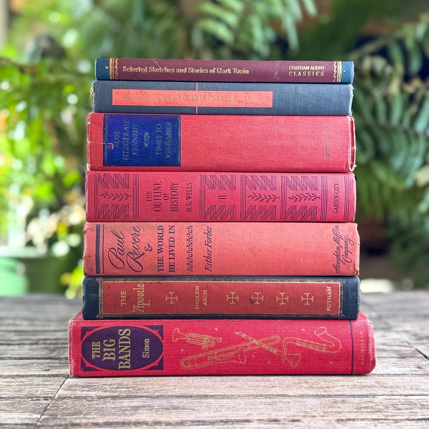 Vintage Red and Blue Book Bundle For Decor, Masculine Mid-Century Americana Decor - Pretty Old Books