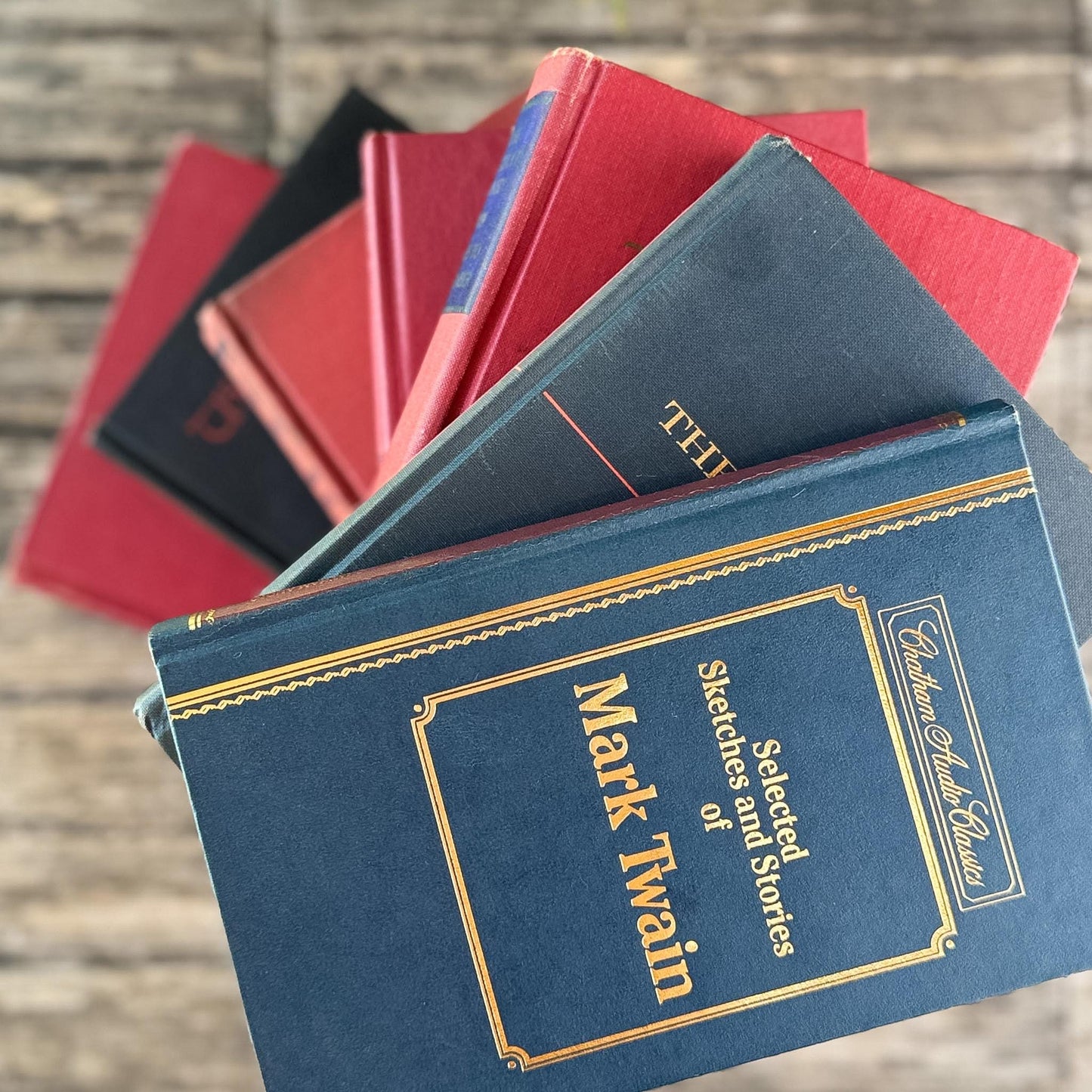 Vintage Red and Blue Book Bundle For Decor, Masculine Mid-Century Americana Decor - Pretty Old Books