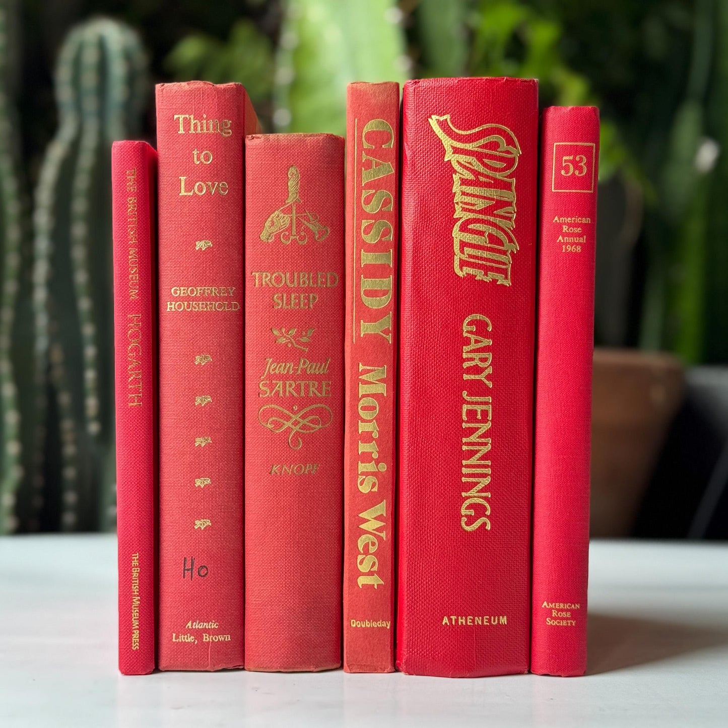 Vintage Red and Gold Books for Bookshelf Decor - Pretty Old Books