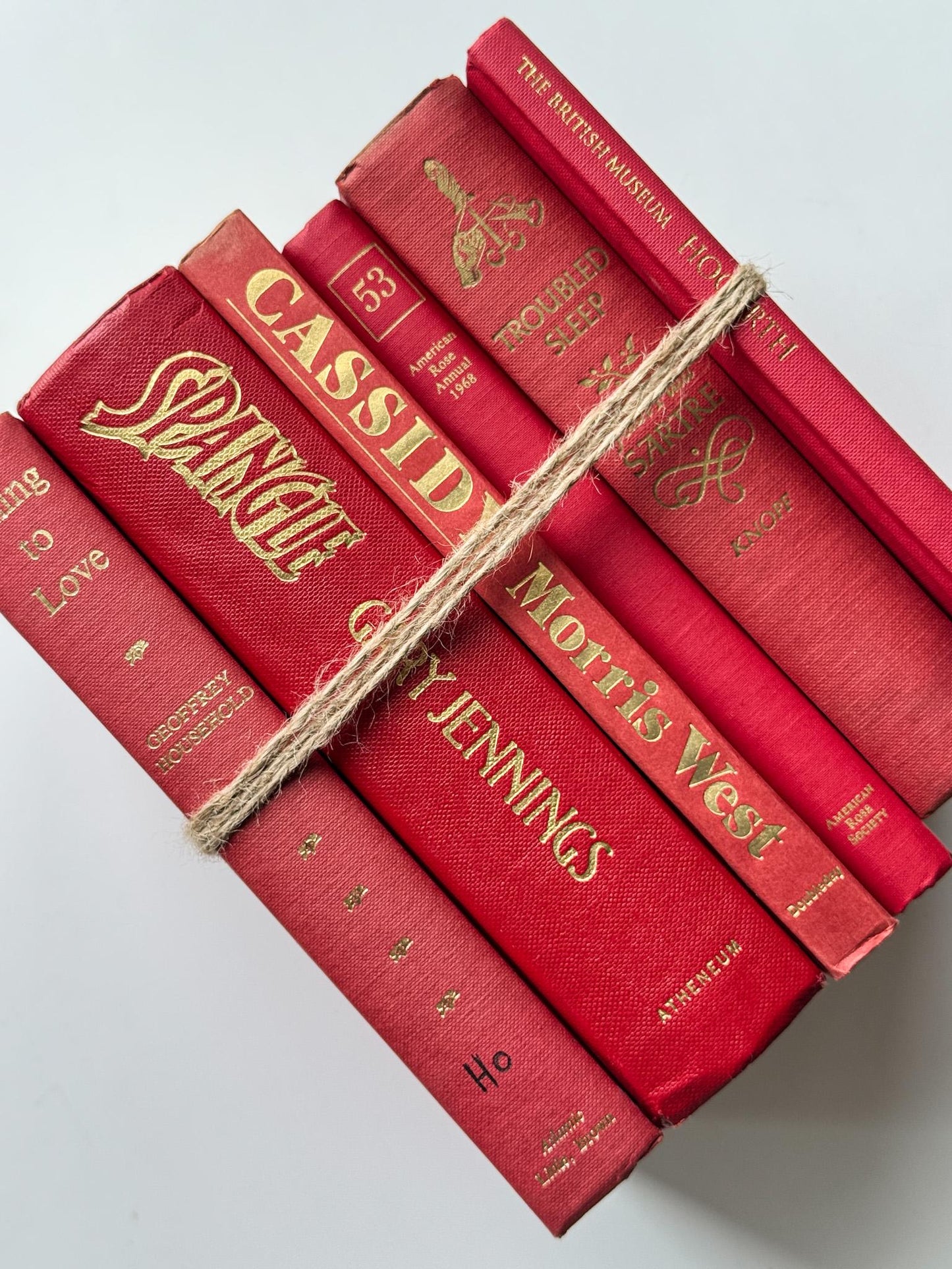 Vintage Red and Gold Books for Bookshelf Decor - Pretty Old Books