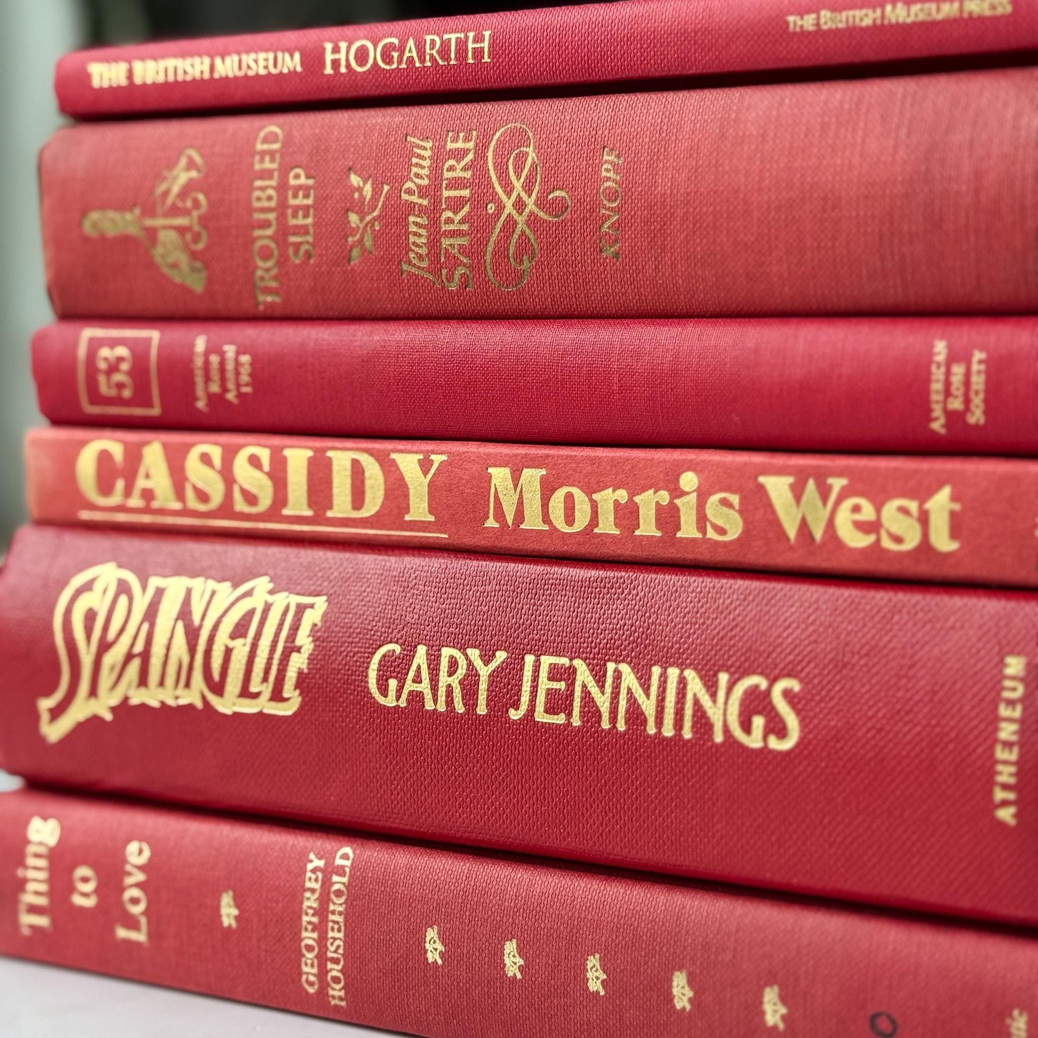 Vintage Red and Gold Books for Bookshelf Decor - Pretty Old Books