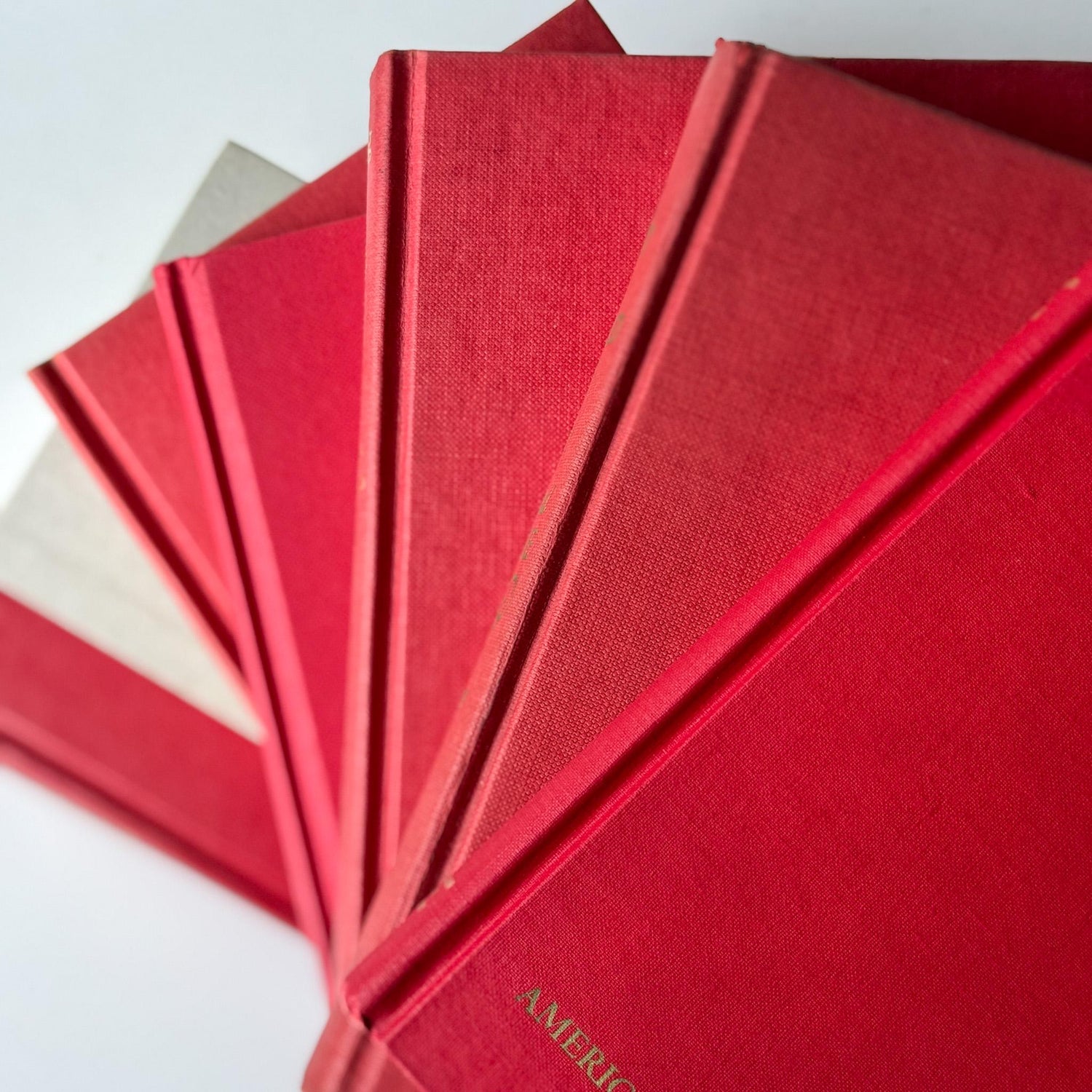 Vintage Red and Gold Books for Bookshelf Decor - Pretty Old Books