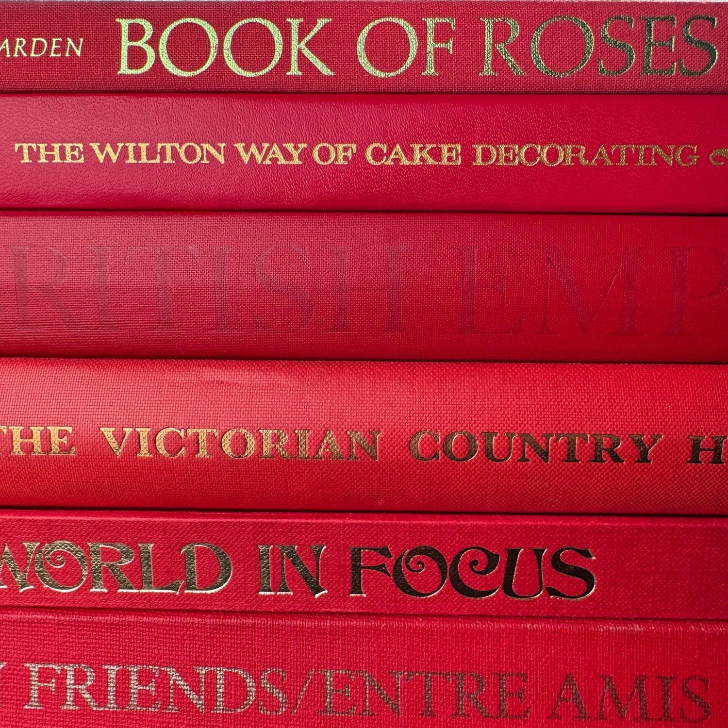 Vintage Red and Gold Coffee Table Book Bundle - Pretty Old Books