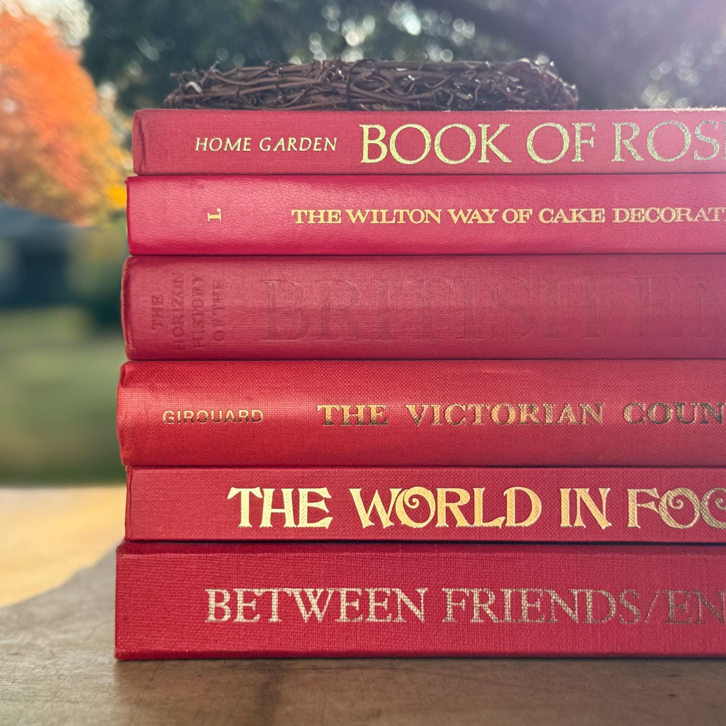 Vintage Red and Gold Coffee Table Book Bundle - Pretty Old Books