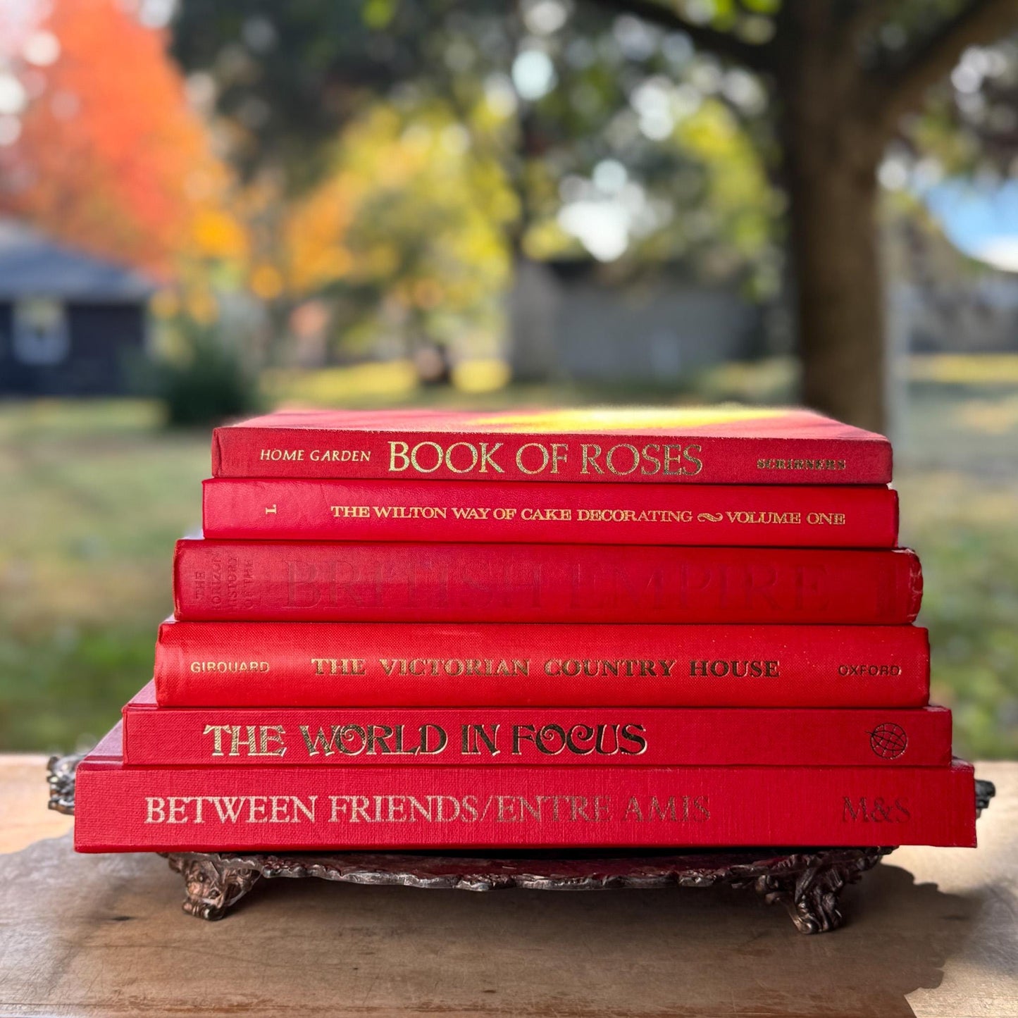 Vintage Red and Gold Coffee Table Book Bundle - Pretty Old Books