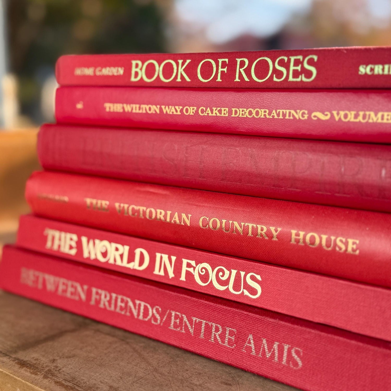 Vintage Red and Gold Coffee Table Book Bundle - Pretty Old Books