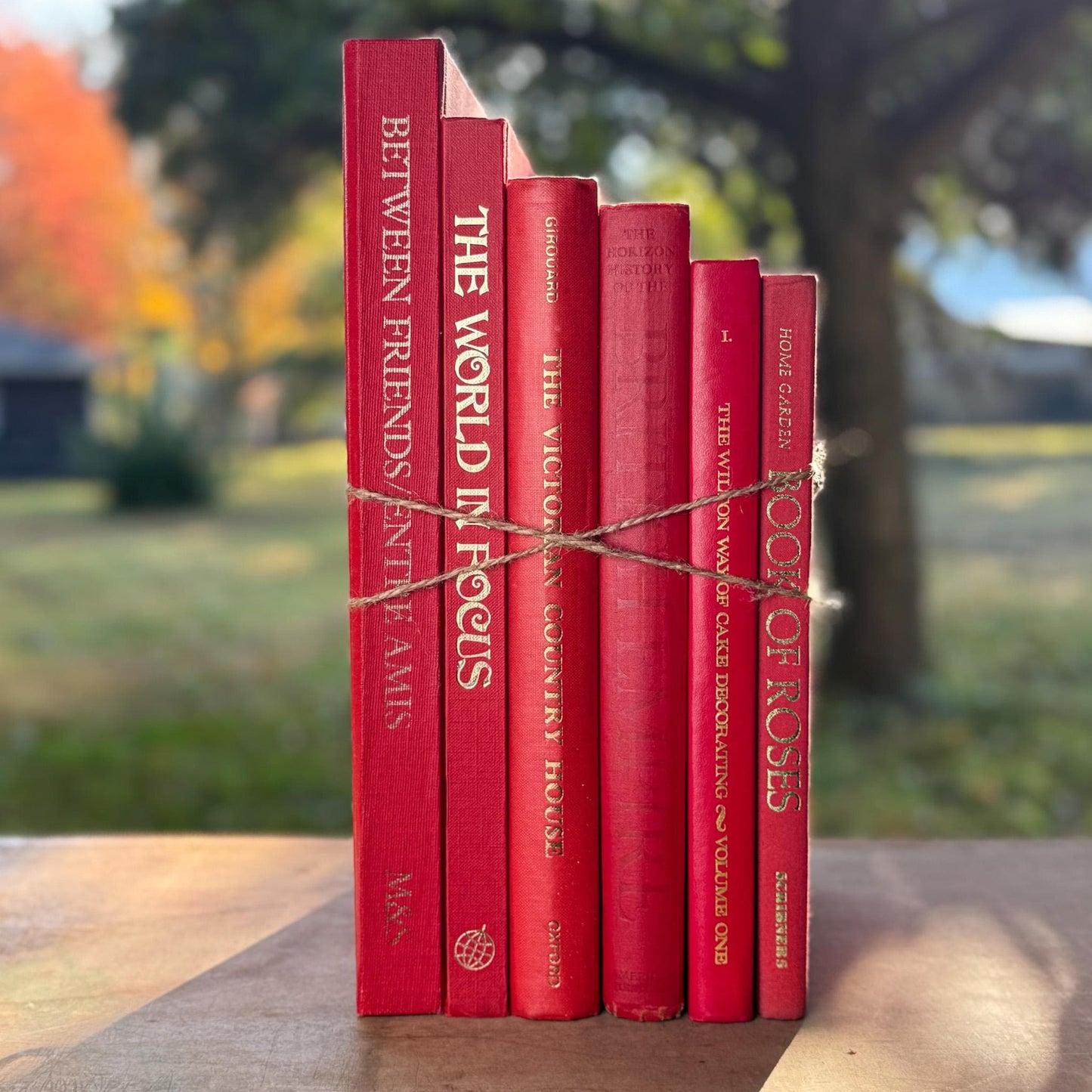 Vintage Red and Gold Coffee Table Book Bundle - Pretty Old Books