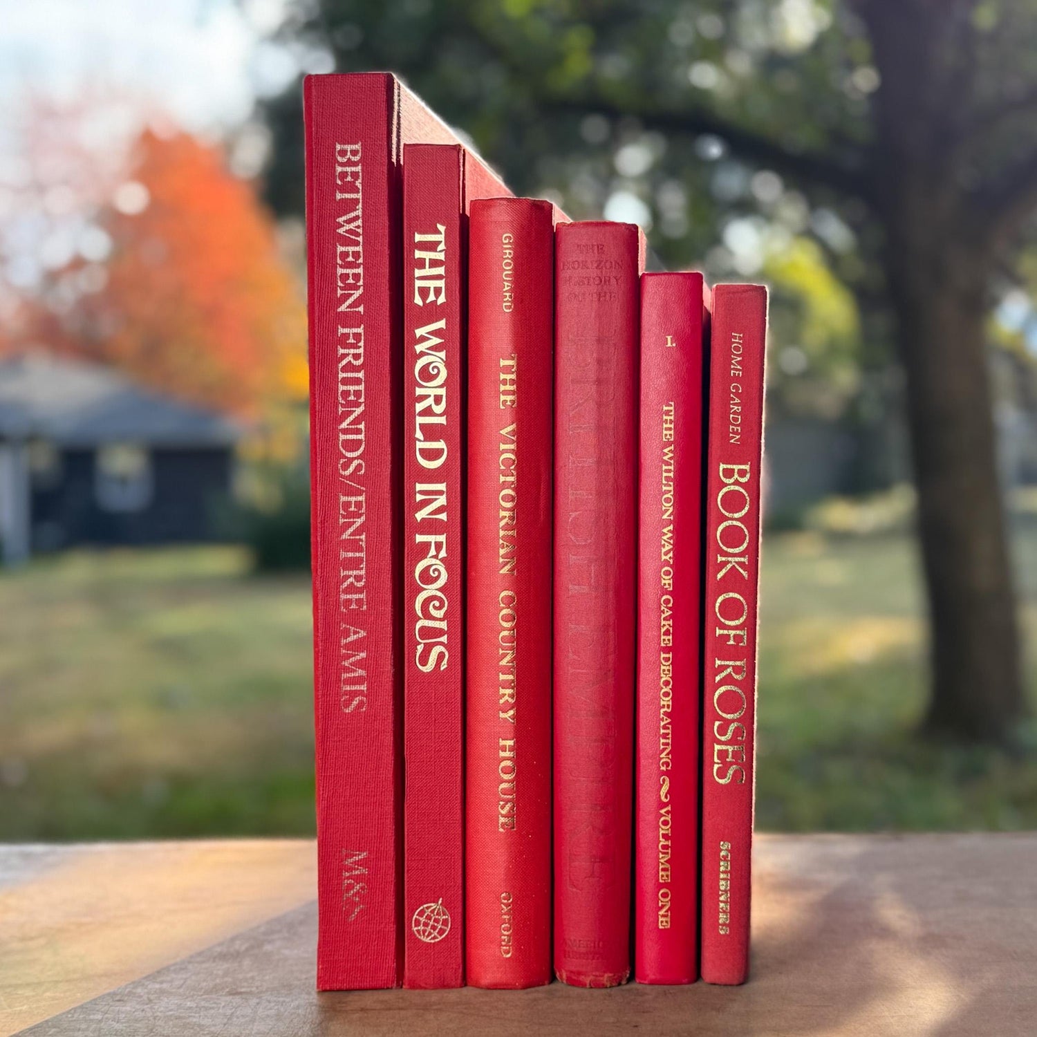 Vintage Red and Gold Coffee Table Book Bundle - Pretty Old Books