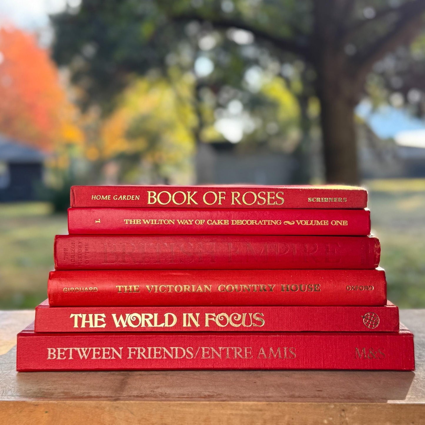 Vintage Red and Gold Coffee Table Book Bundle - Pretty Old Books