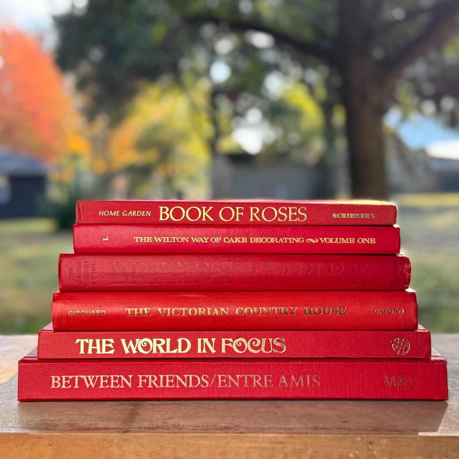 Vintage Red and Gold Coffee Table Book Bundle - Pretty Old Books