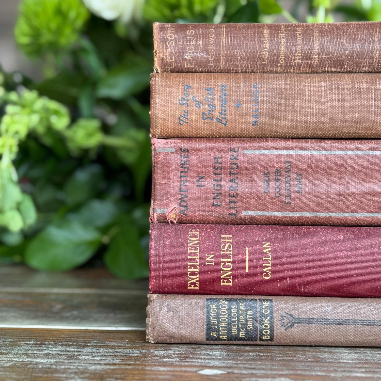 Vintage Red and Gray Literature and Poetry Book Set Dark Academia Shelf Styling - Pretty Old Books