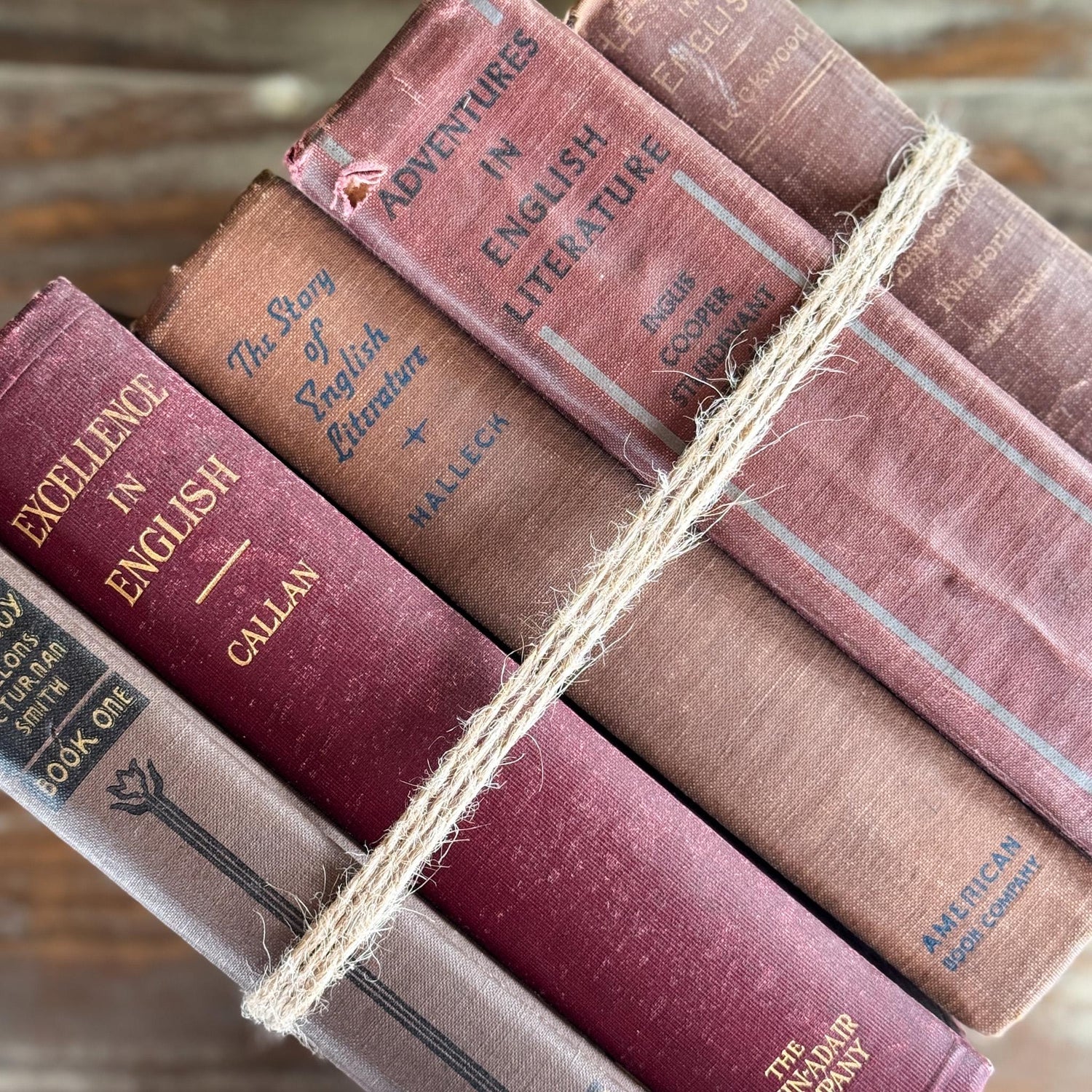 Vintage Red and Gray Literature and Poetry Book Set Dark Academia Shelf Styling - Pretty Old Books