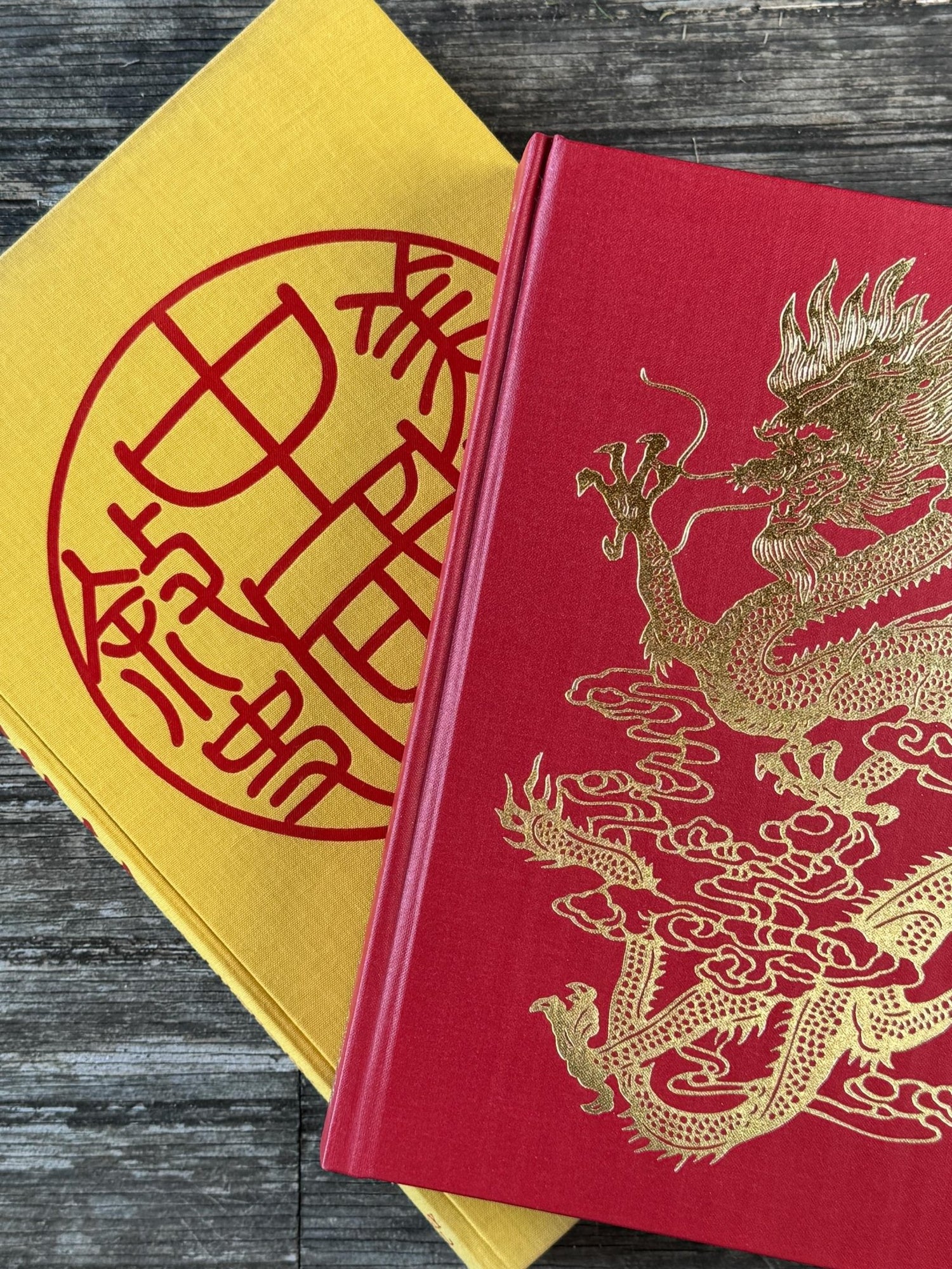 Vintage Red and Yellow China Themed Coffee Table Book Set - Pretty Old Books