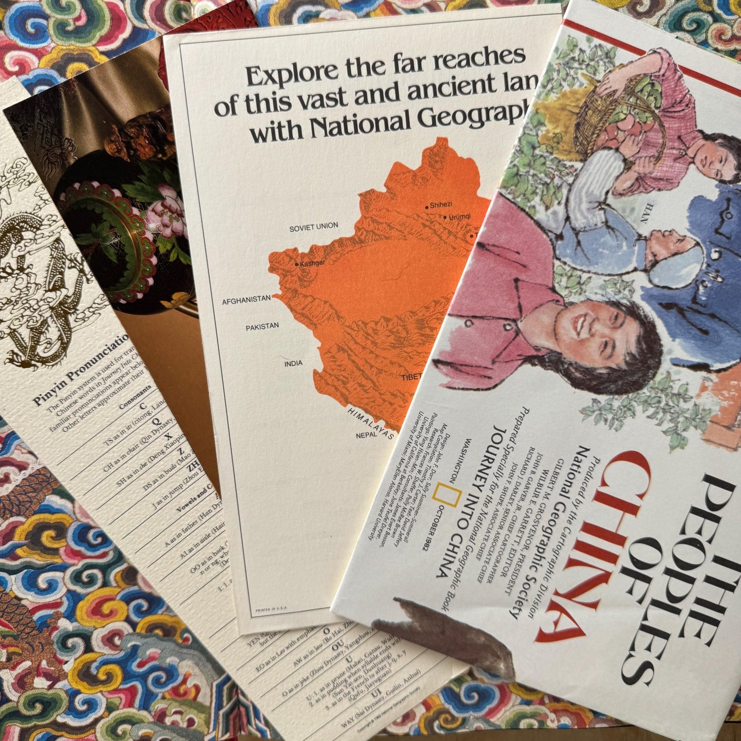 Vintage Red and Yellow China Themed Coffee Table Book Set - Pretty Old Books