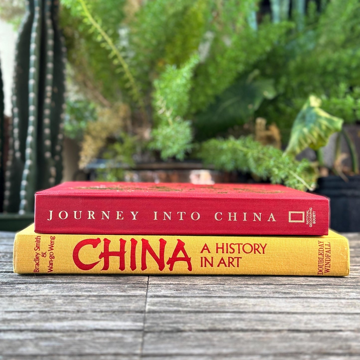 Vintage Red and Yellow China Themed Coffee Table Book Set - Pretty Old Books