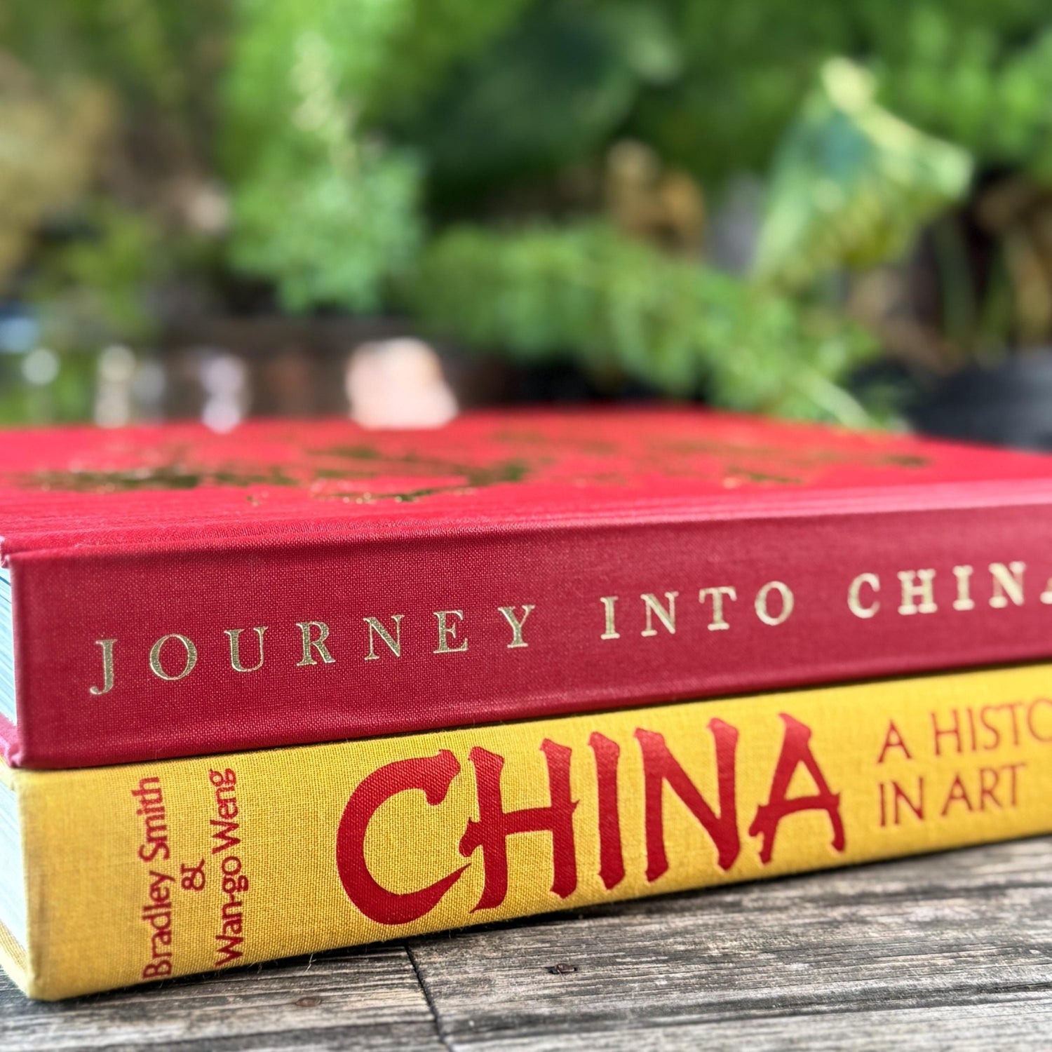 Vintage Red and Yellow China Themed Coffee Table Book Set - Pretty Old Books