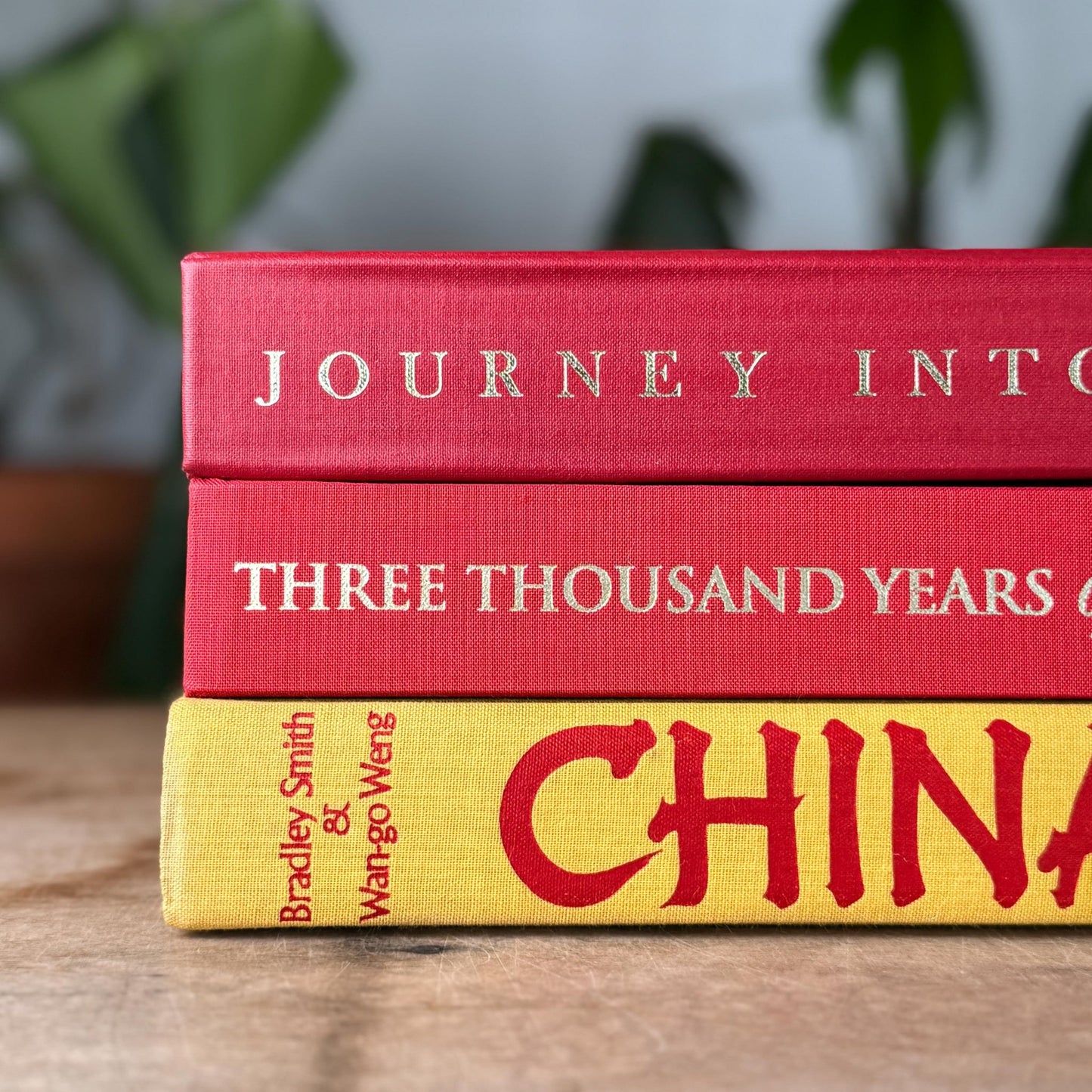Vintage Red and Yellow China Themed Coffee Table Book Set - Pretty Old Books