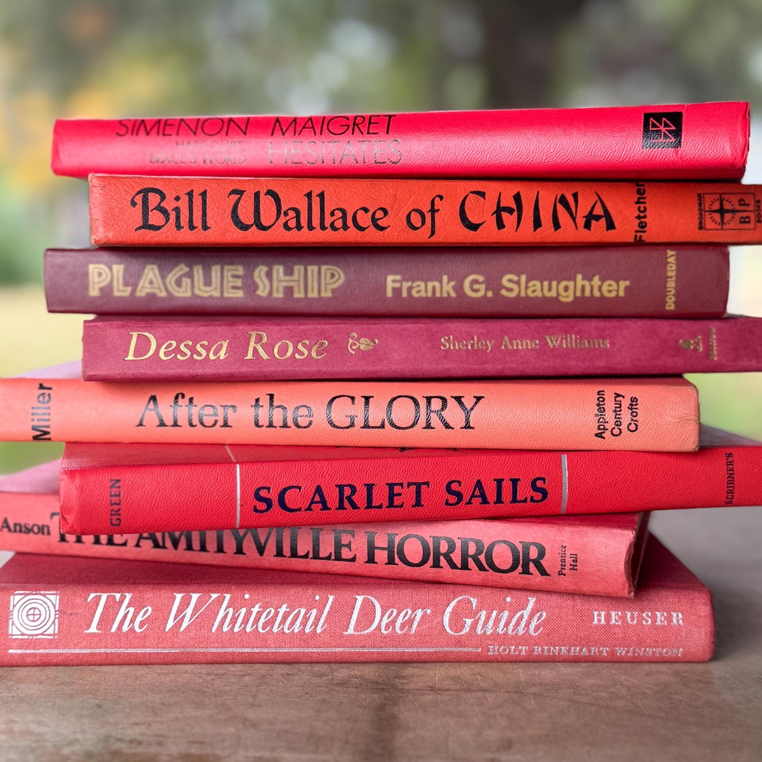 Vintage Red, Crimson, Pink, Ruby Retro Book Bundle - Pretty Old Books