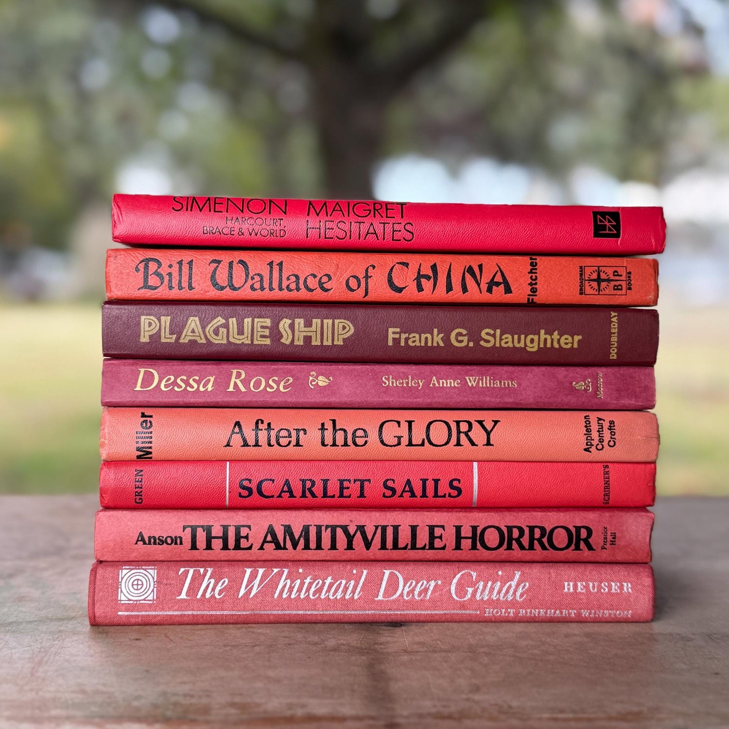 Vintage Red, Crimson, Pink, Ruby Retro Book Bundle - Pretty Old Books