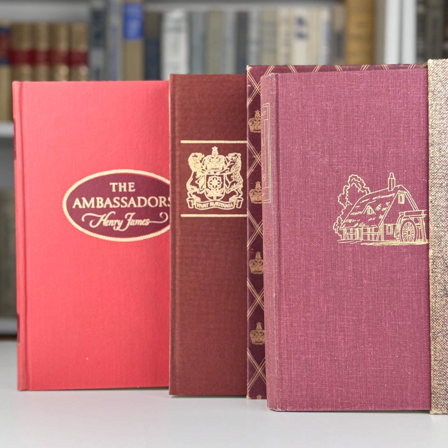 Vintage Red Heritage Press Book Bundle with Slipcases for Shelf Styling and Home Library Decor - Pretty Old Books