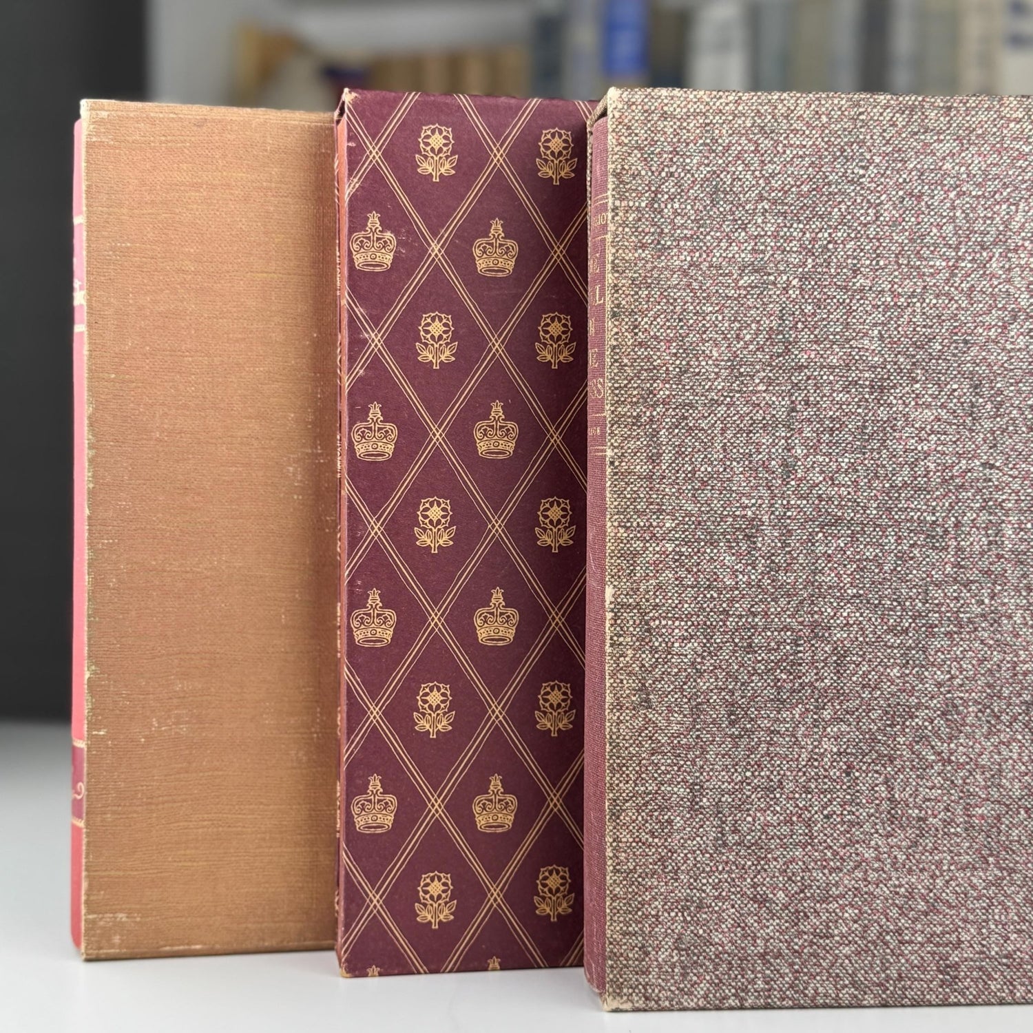 Vintage Red Heritage Press Book Bundle with Slipcases for Shelf Styling and Home Library Decor - Pretty Old Books